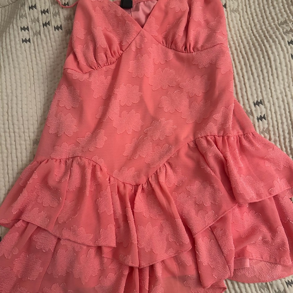 Pink/Coral Ruffled Sleeveless Dress